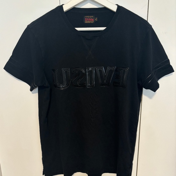 EVISU Black Reverse Logo T-shirt/ tee - Picture 1 of 8